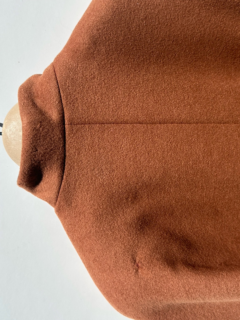 Electre Vintage French Tan Wool Women's Coat with Black Velvet Collar, M-L - Picture 3 of 16